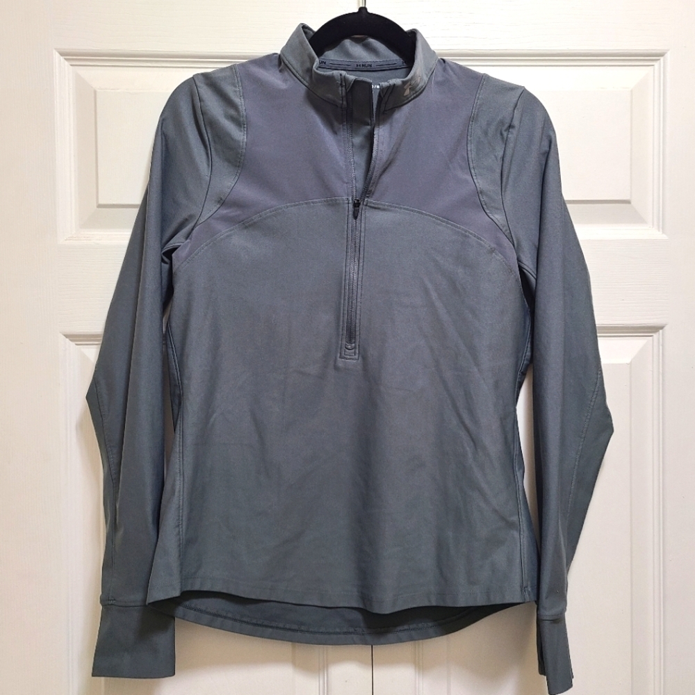 Under Armour Run half zip fitted‎ long sleeve gray shirt size M